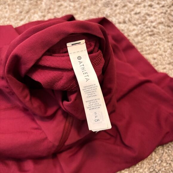 Athleta Size Small Maroon Momentum 1/2 Zip Solid Nylon Top/Sweatshirt/Jacket - Picture 4 of 4